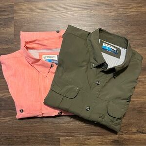 Magellan Outdoors Men's Green and Pink Casual Shirts